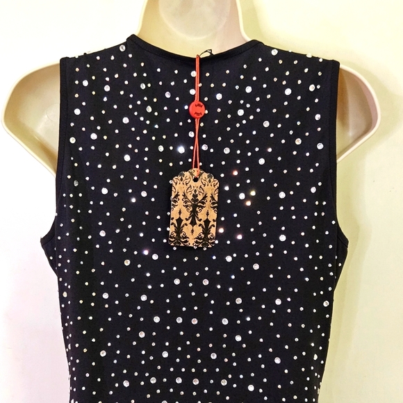 BANJUL Black Pearl & Rhinestone Embellished Sleeveless Bodycon Dress, Large, NWT - Picture 6 of 16
